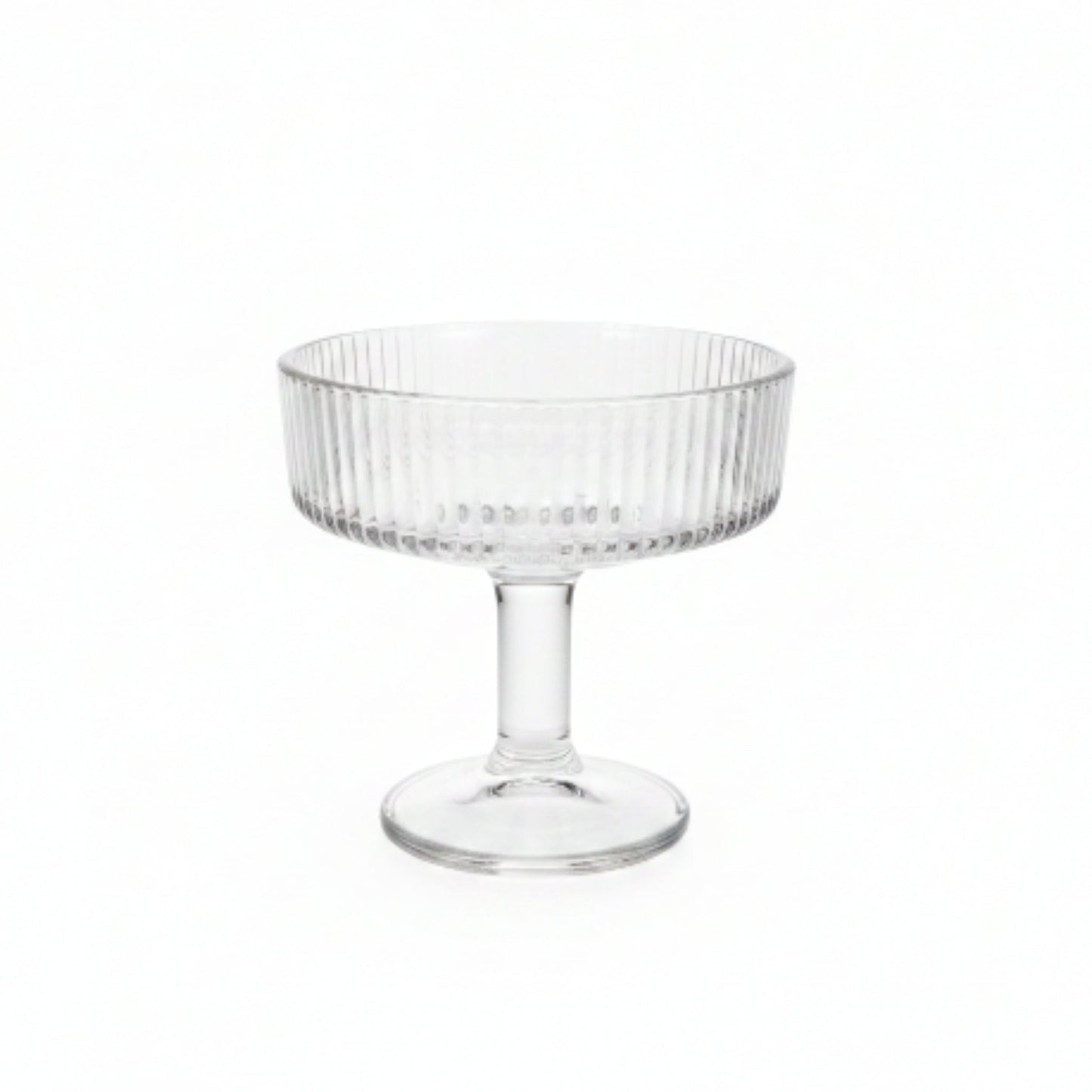 2pc Premium Ribbed Glass Ice Cream Sundae Cups – Dessert Serving Bowls