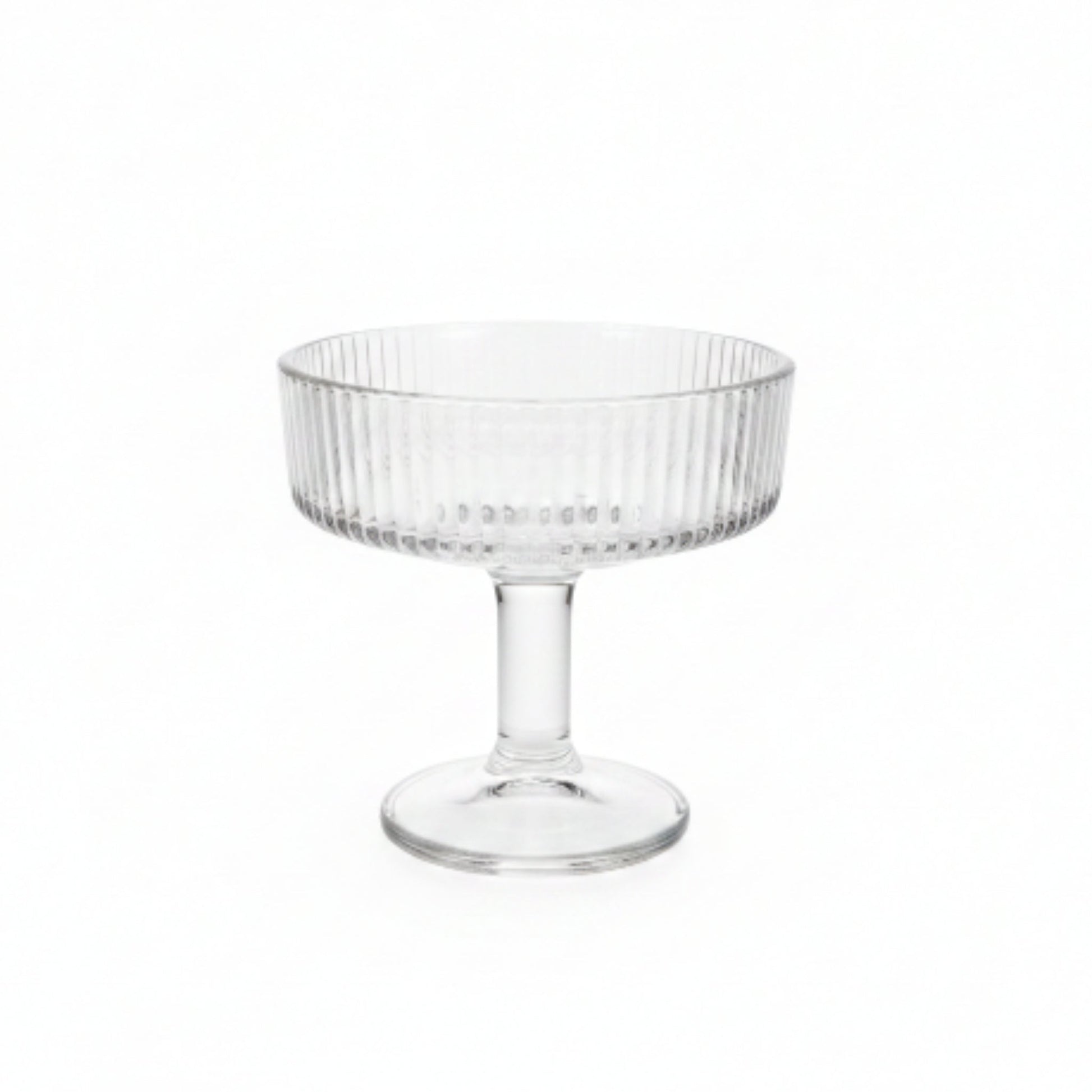 2pc Premium Ribbed Glass Ice Cream Sundae Cups – Dessert Serving Bowls