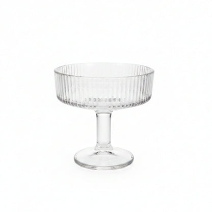 2pc Premium Ribbed Glass Ice Cream Sundae Cups – Dessert Serving Bowls