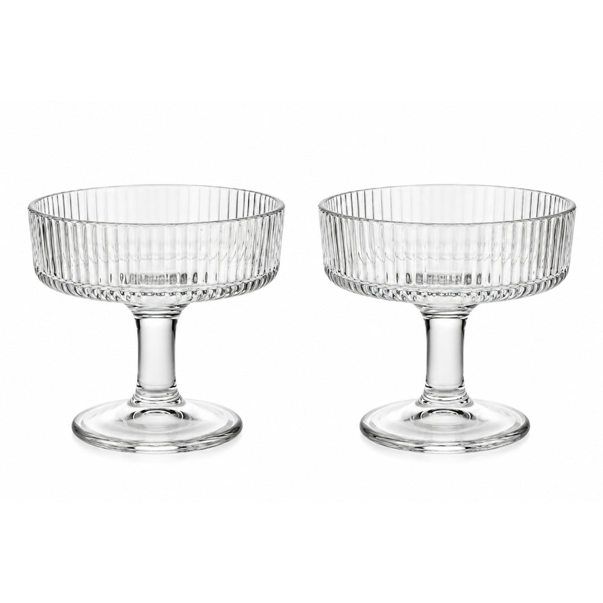 2pc Premium Ribbed Glass Ice Cream Sundae Cups – Dessert Serving Bowls