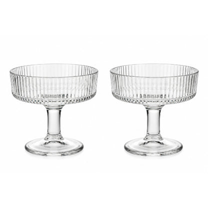 2pc Premium Ribbed Glass Ice Cream Sundae Cups – Dessert Serving Bowls