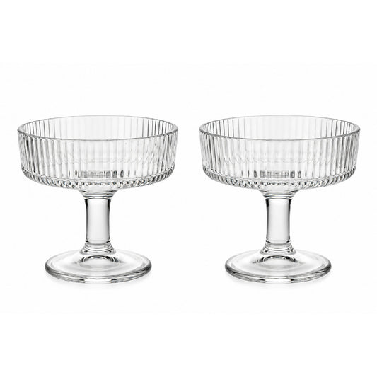 2pc Premium Ribbed Glass Ice Cream Sundae Cups – Dessert Serving Bowls