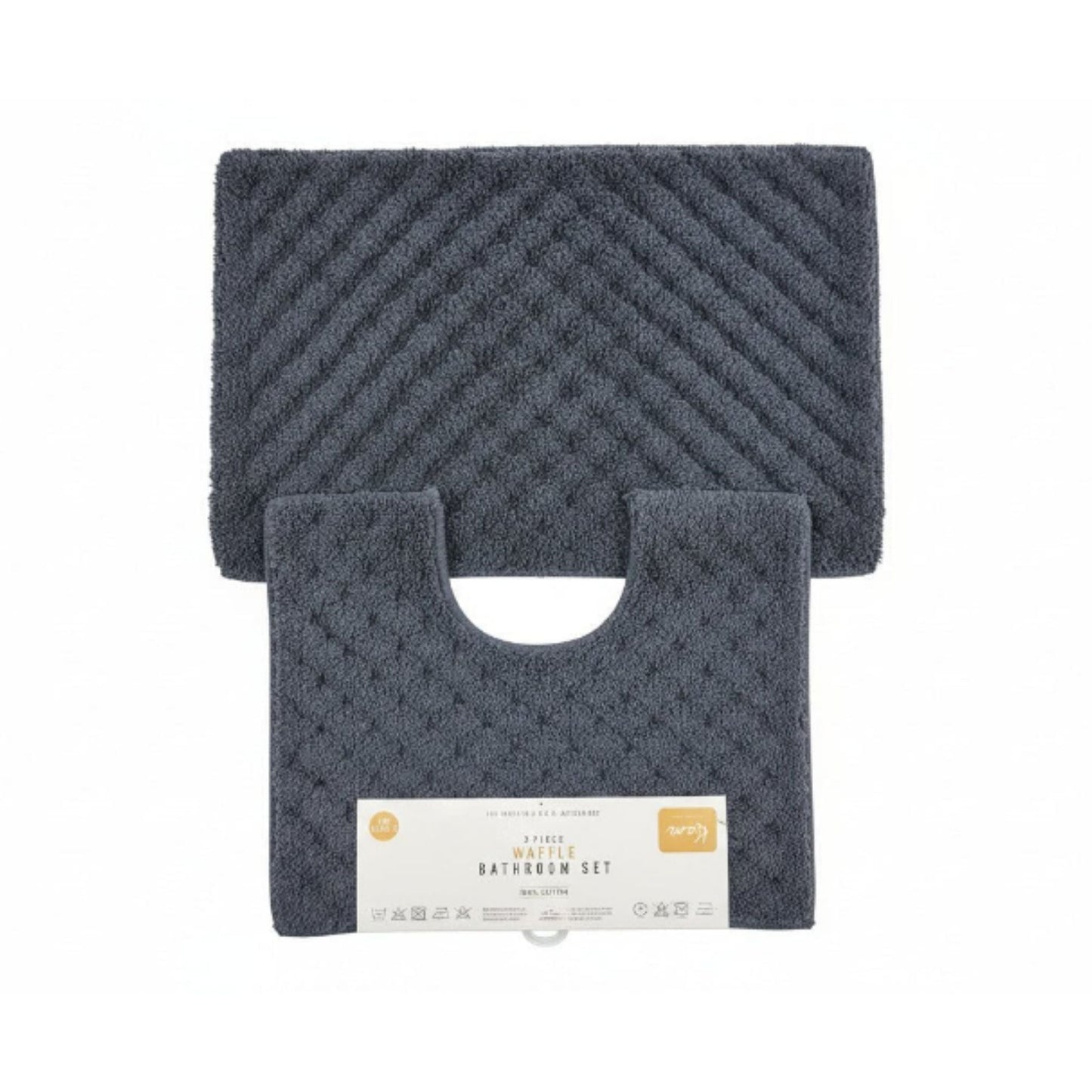 2pc Waffle Cotton Bathroom Mats