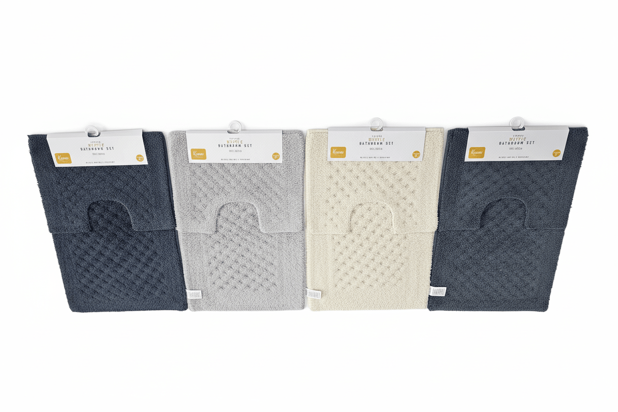 2pc Waffle Cotton Bathroom Mats