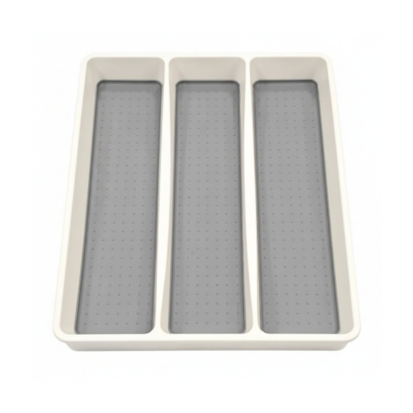 3-Compartment Cutlery Organizer Caddy – White & Grey Kitchen Utensil Holder and Countertop Storage