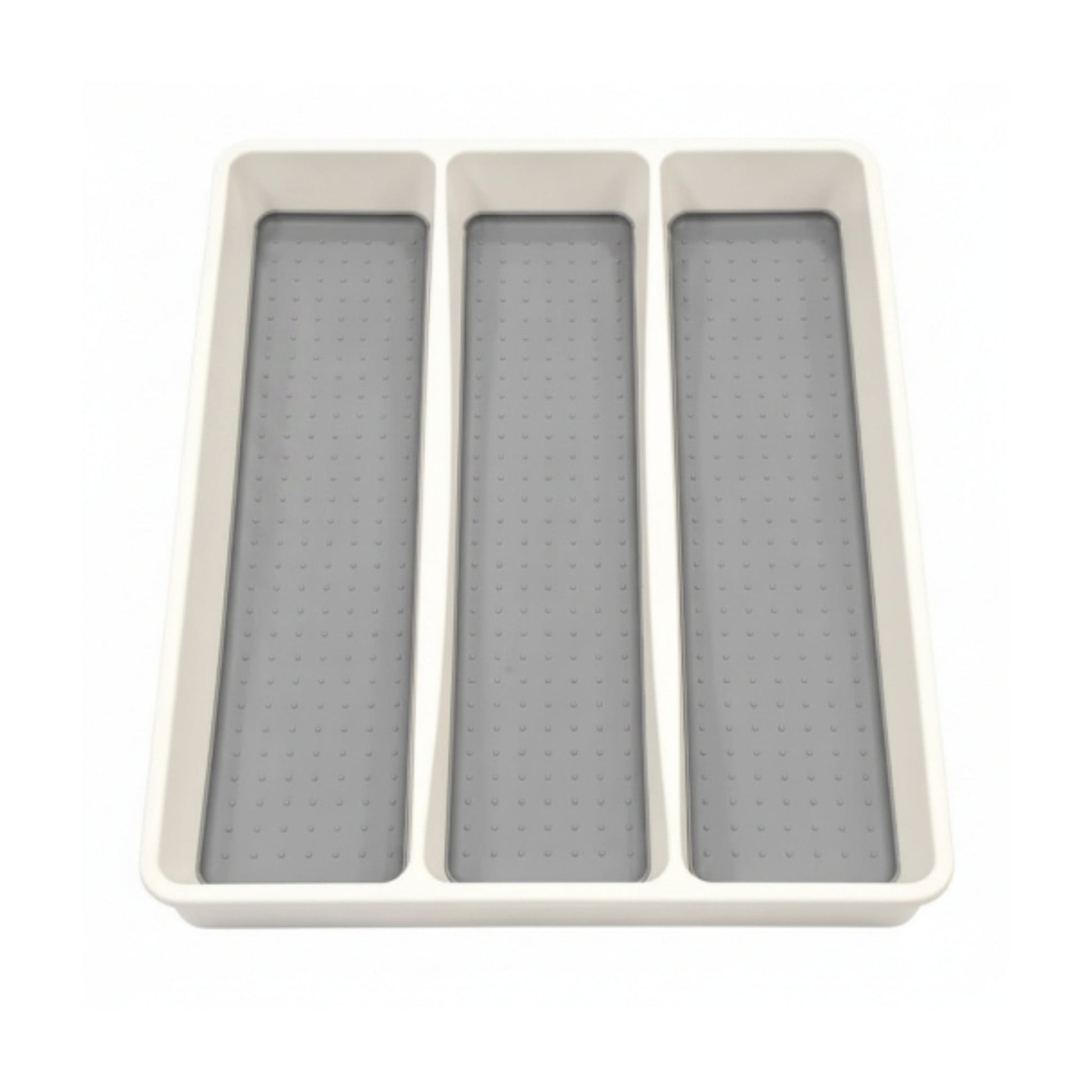 3-Compartment Cutlery Organizer Caddy – White & Grey Kitchen Utensil Holder and Countertop Storage