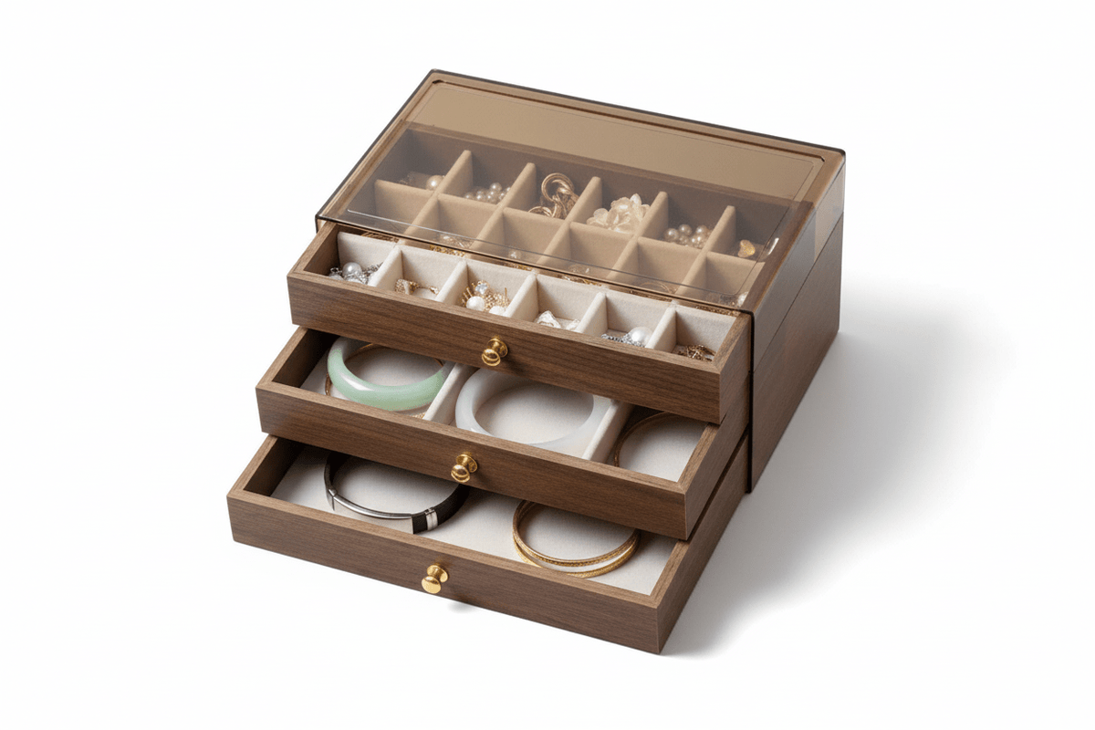 3 Layer Wood Grain Jewlery Box