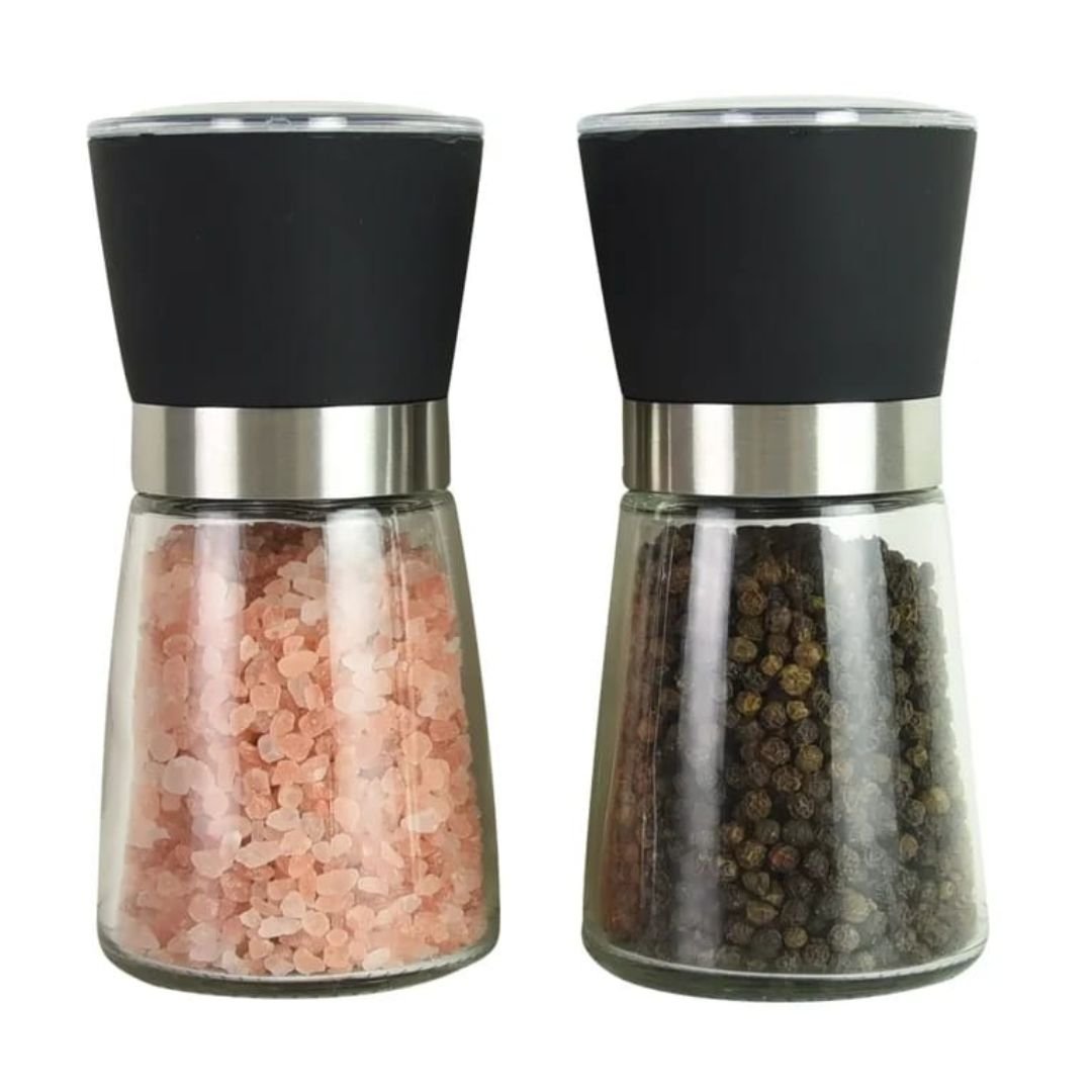 3 Piece 180ml Manual Glass Salt & Pepper Grinder Set