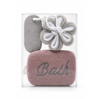 3 Piece Bath & Body Exfoliating Gift Set – Flower Loofah, Body Scrubber & Bath Sponge for Gentle Body Cleansing & Exfoliation