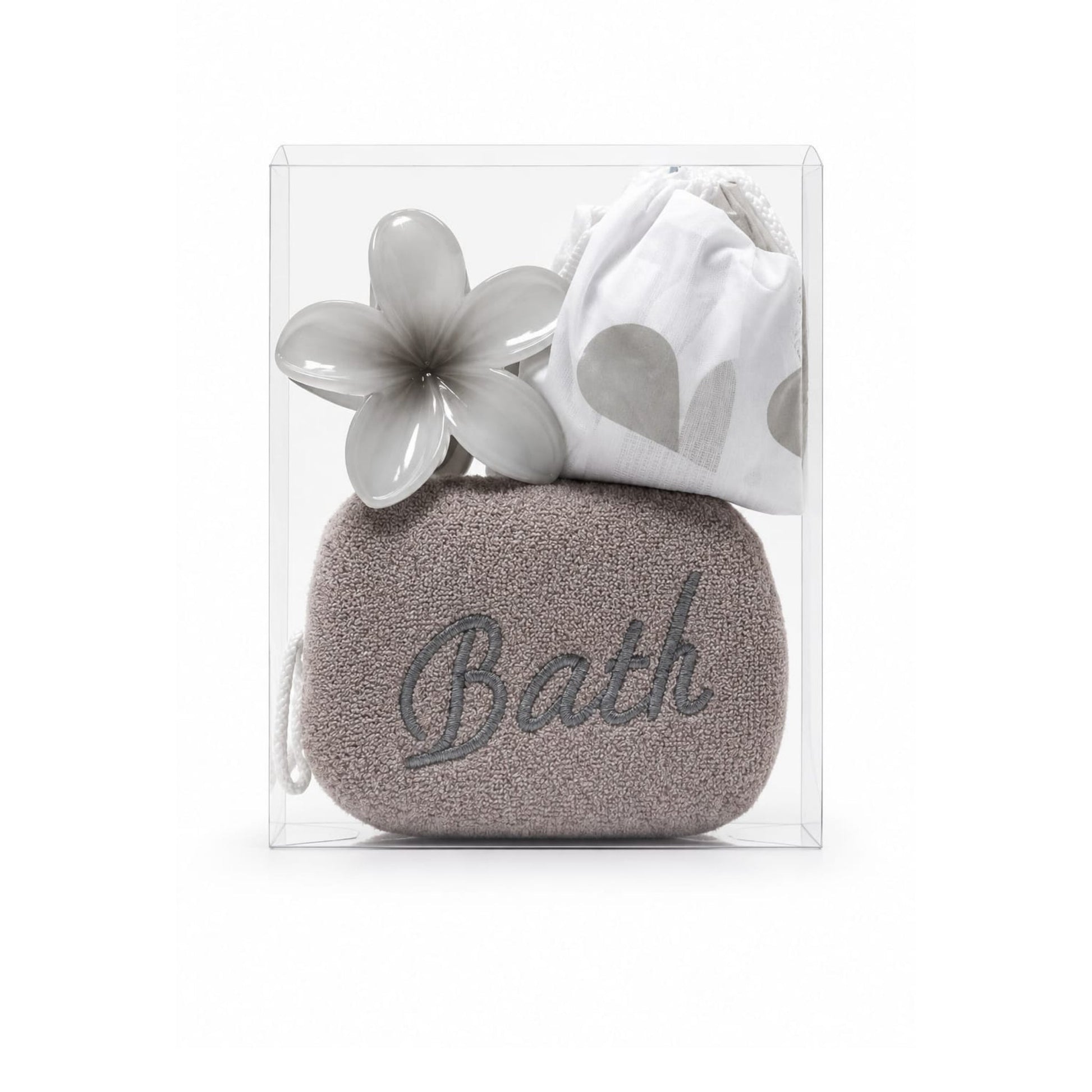 3 Piece Bath & Shower Set – Body Sponge, Shower Cap & Flower Hair Grip for Everyday Bathing, Showering & Personal Care