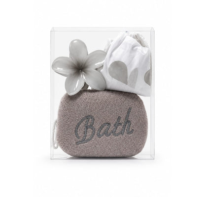 3 Piece Bath & Shower Set – Body Sponge, Shower Cap & Flower Hair Grip for Everyday Bathing, Showering & Personal Care