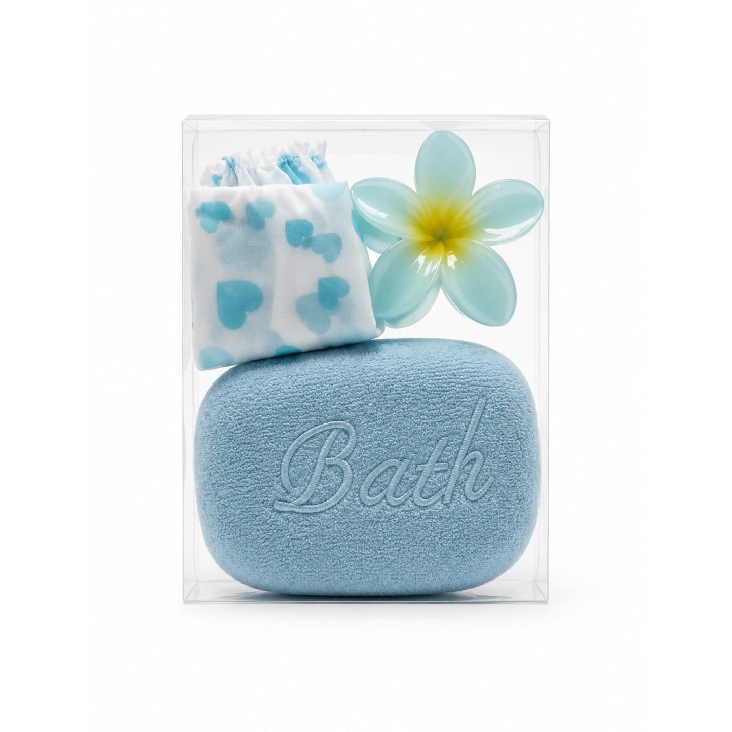 3 Piece Bath & Shower Set – Body Sponge, Shower Cap & Flower Hair Grip for Everyday Bathing, Showering & Personal Care
