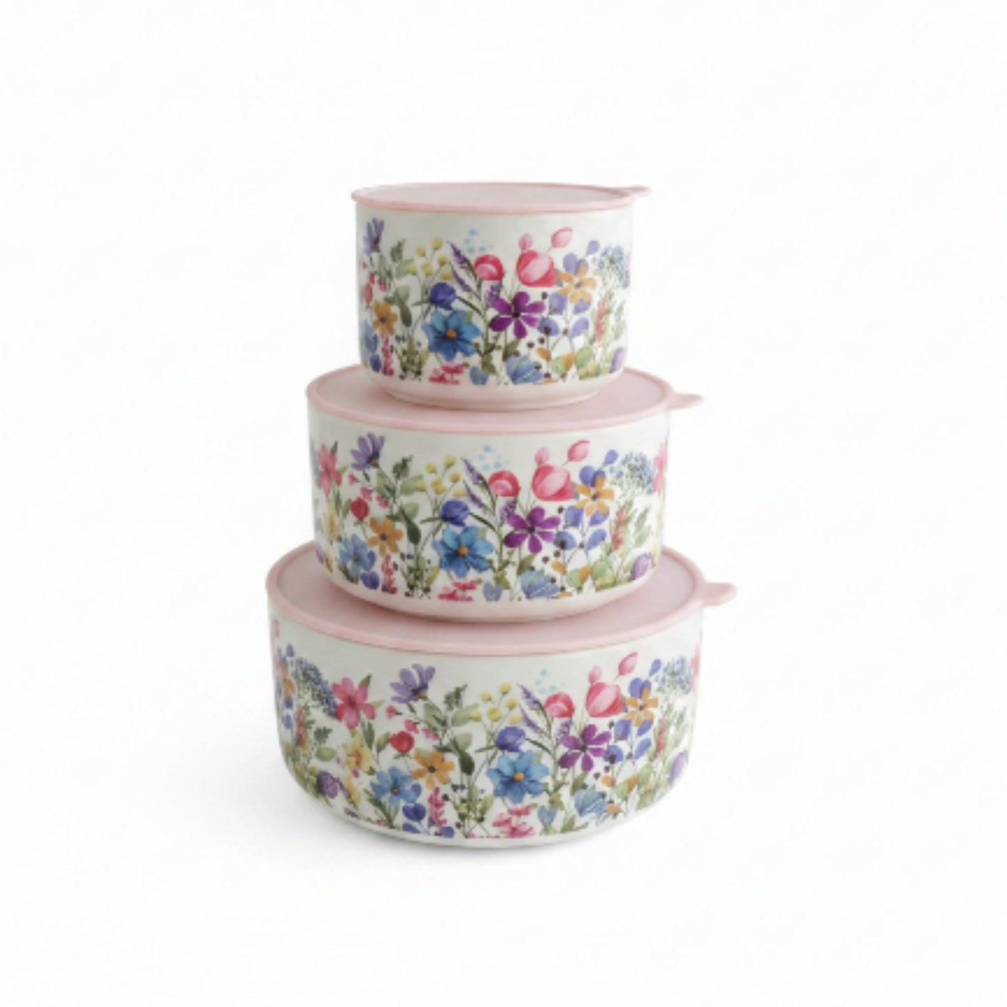 3-Piece Bloom Floral Ceramic Serving Bowl Set – Decorative Multi-Purpose Kitchen & Dining Bowls