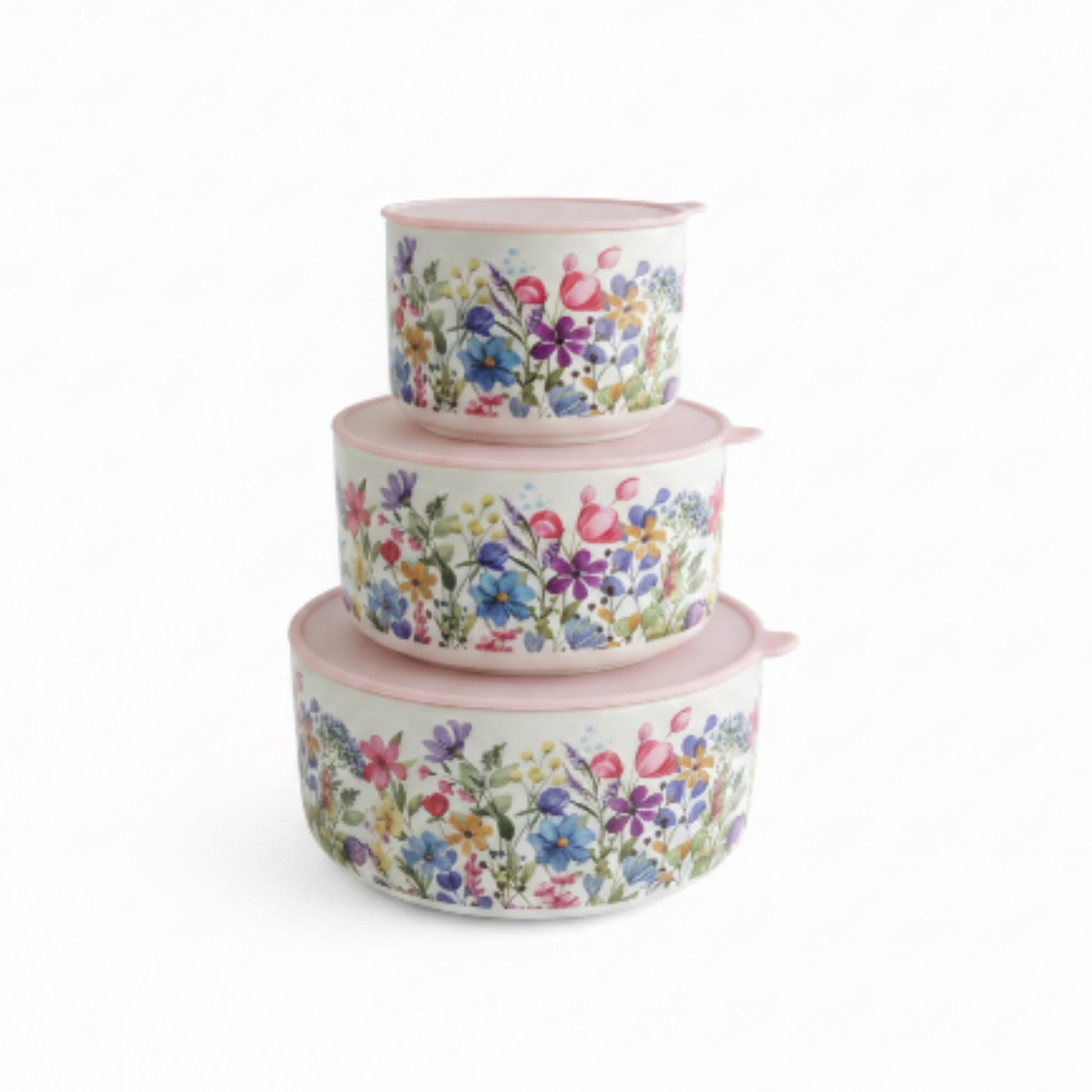 3-Piece Bloom Floral Ceramic Serving Bowl Set – Decorative Multi-Purpose Kitchen & Dining Bowls