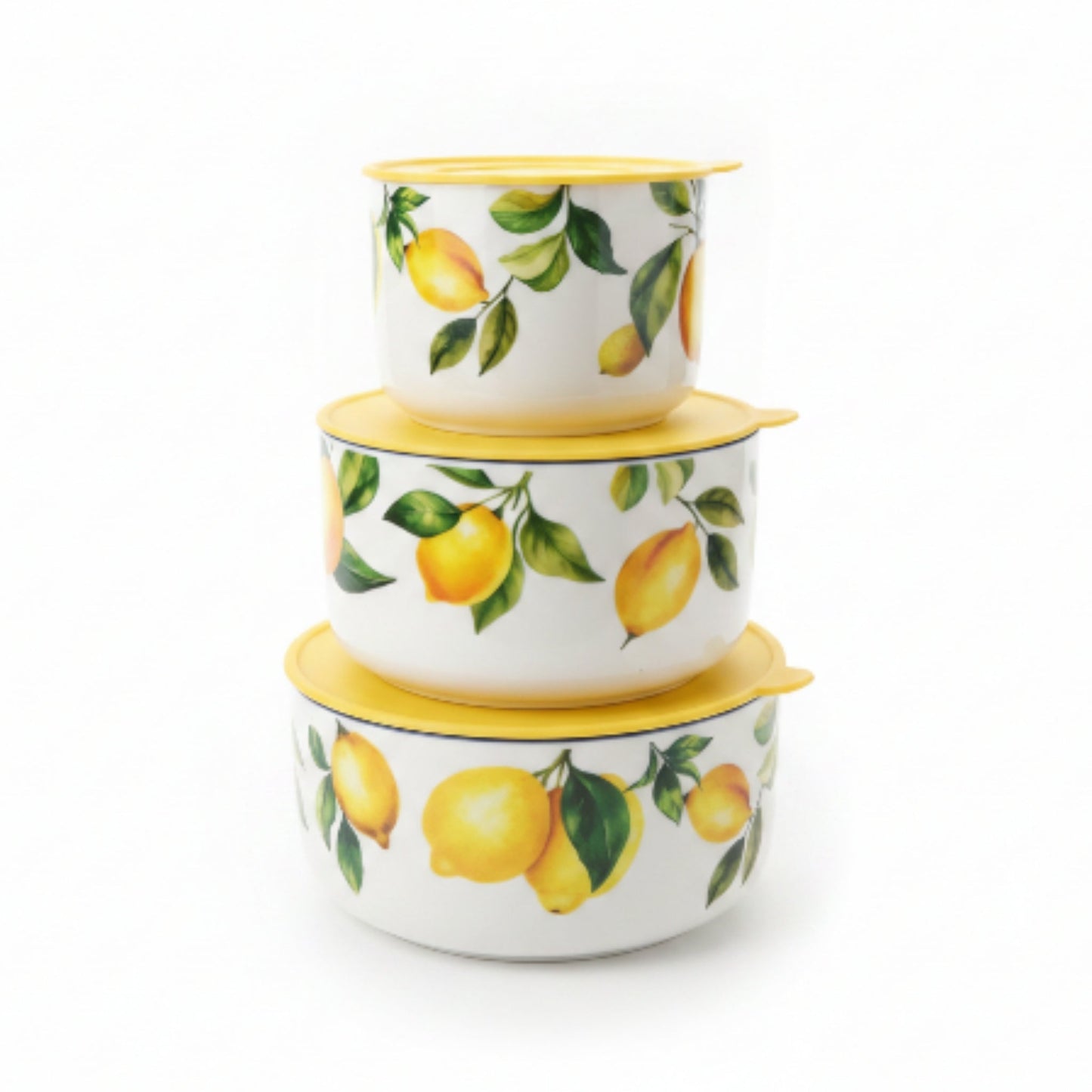 3-Piece Lemon Ceramic Serving Bowl Set – Decorative Multi-Purpose Kitchen & Dining Bowls
