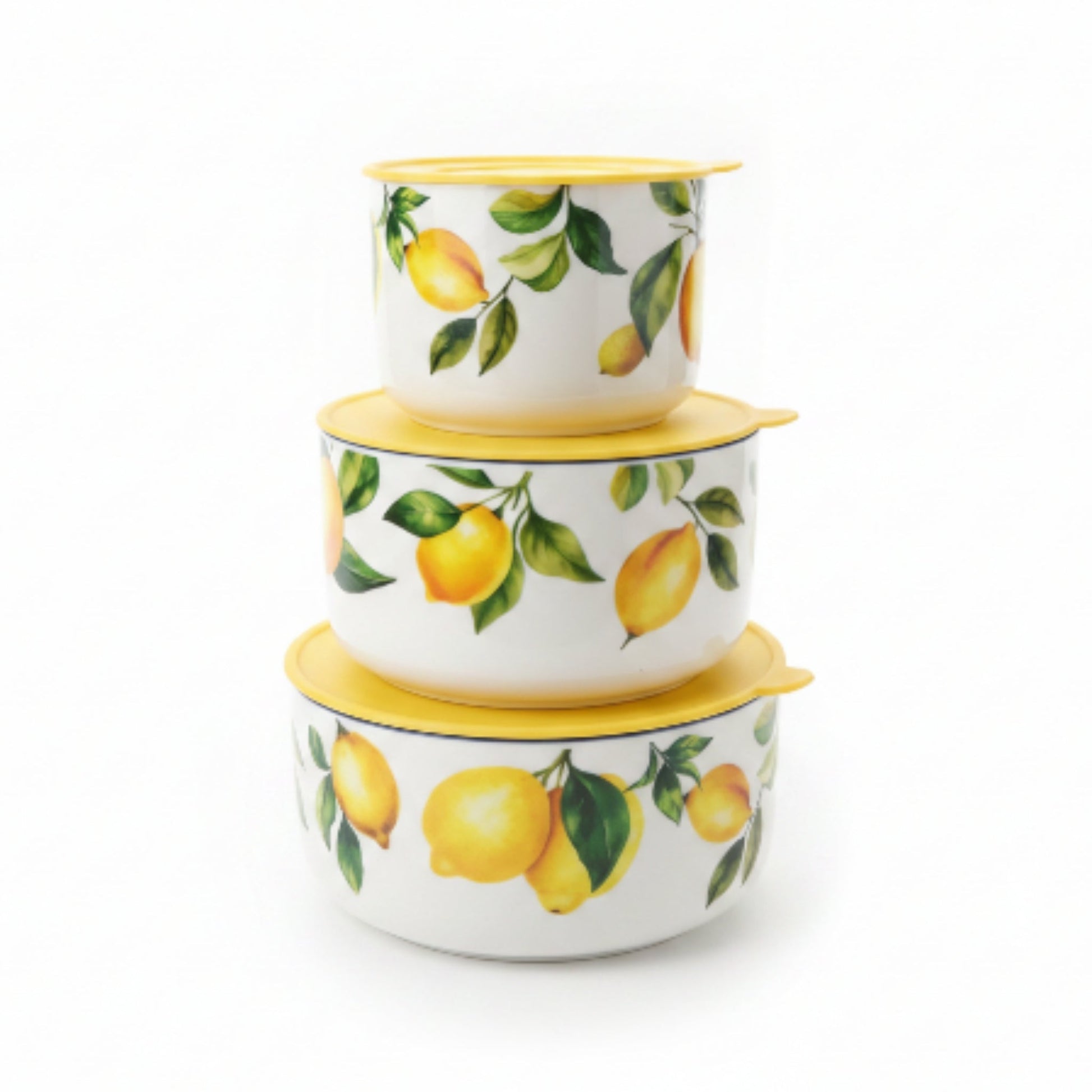 3-Piece Lemon Ceramic Serving Bowl Set – Decorative Multi-Purpose Kitchen & Dining Bowls
