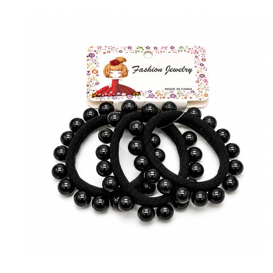 3-Piece Pearl Headband Set – Elegant Pearl Hairbands for Women & Girls - Black