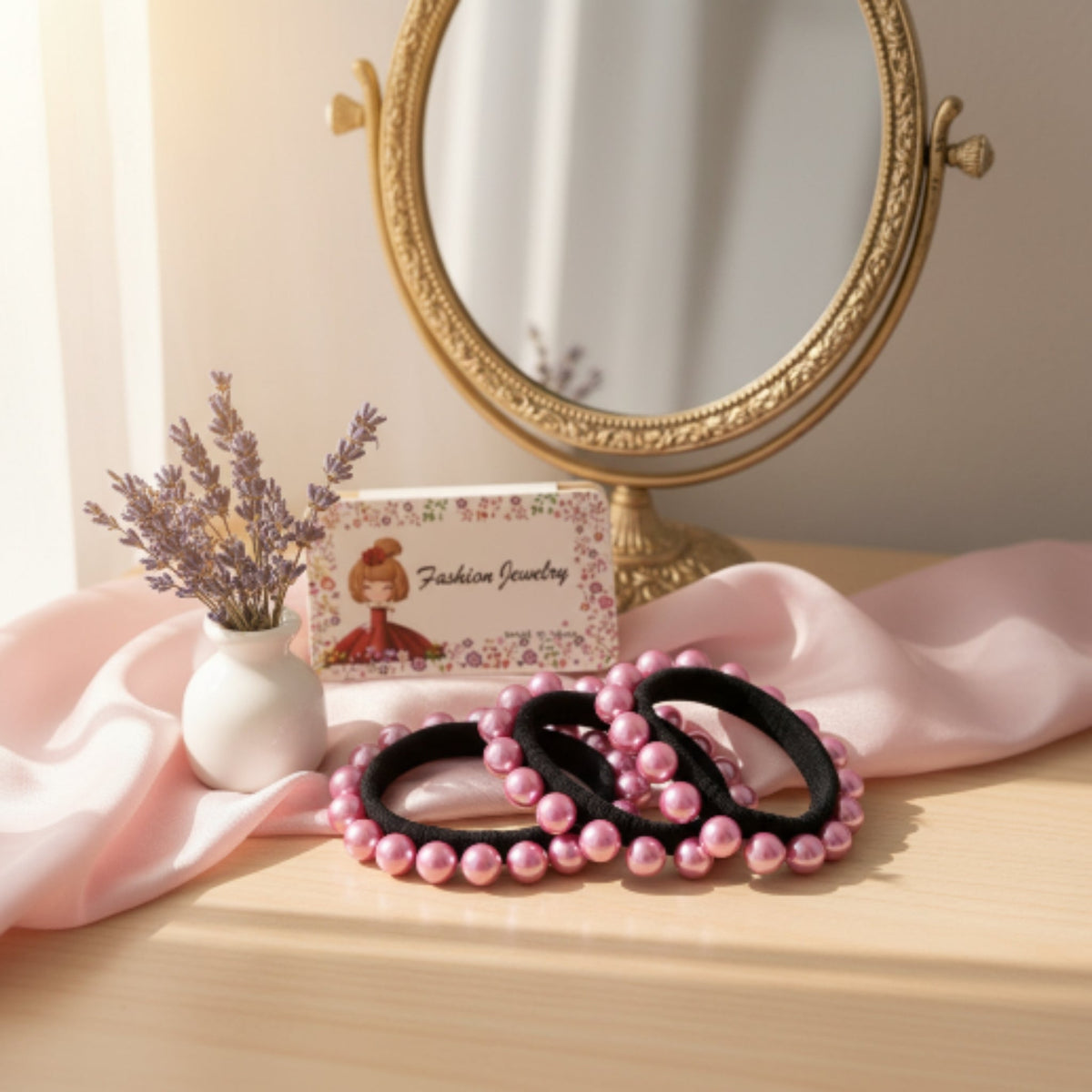 3-Piece Pearl Headband Set – Elegant Pearl Hairbands for Women & Girls - Purple
