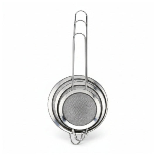 3-Piece Stainless Steel Mesh Sieve Set – Fine Flour Sifter & Kitchen Strainer Set