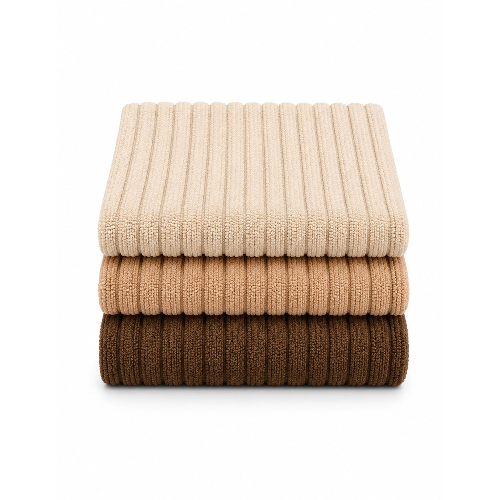 3 Piece Takmehome Ribbed Microfibre Cleaning Cloths 30x30cm – All-Purpose Cloths Brown On White Background