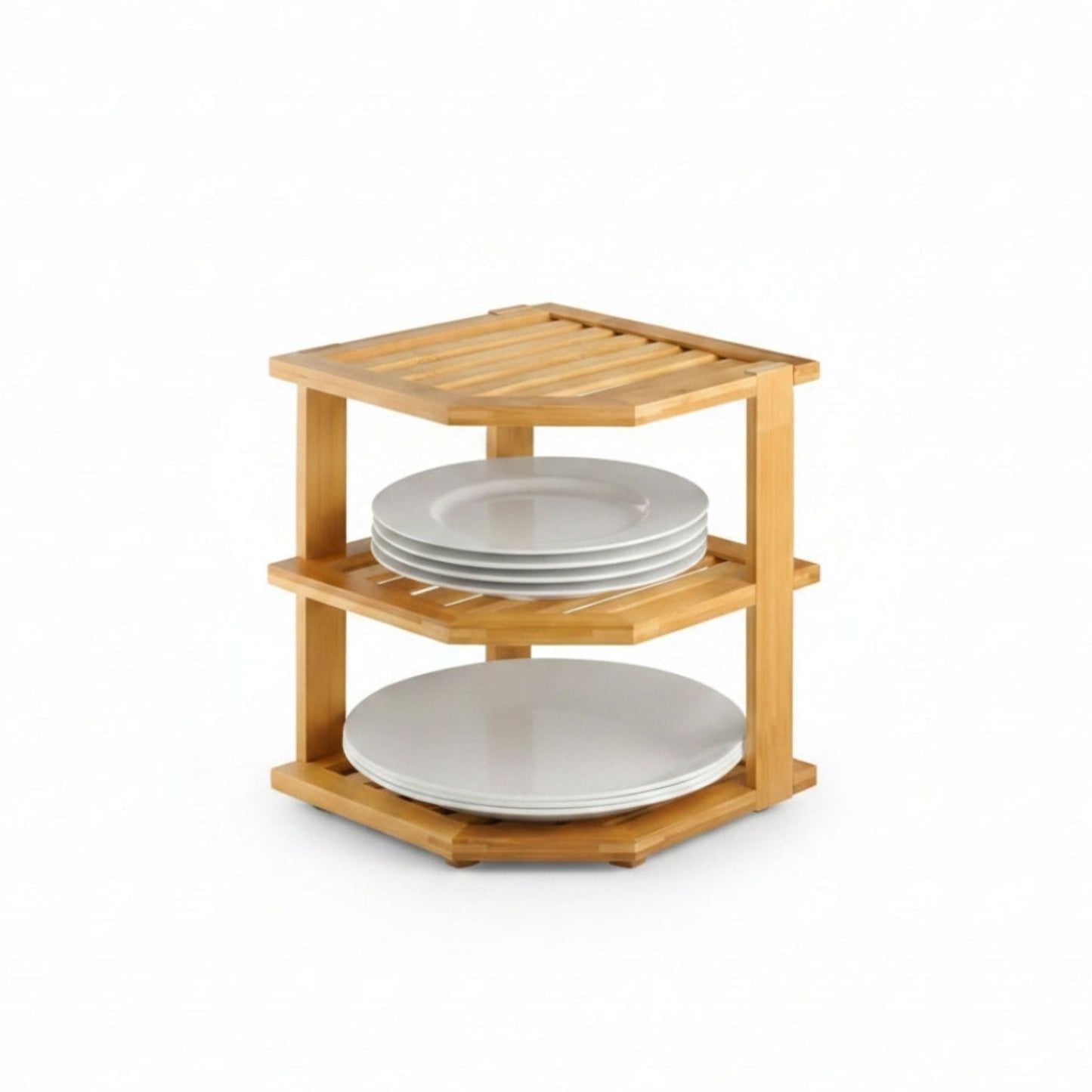 3 Tier Bamboo Corner Shelf Organizer