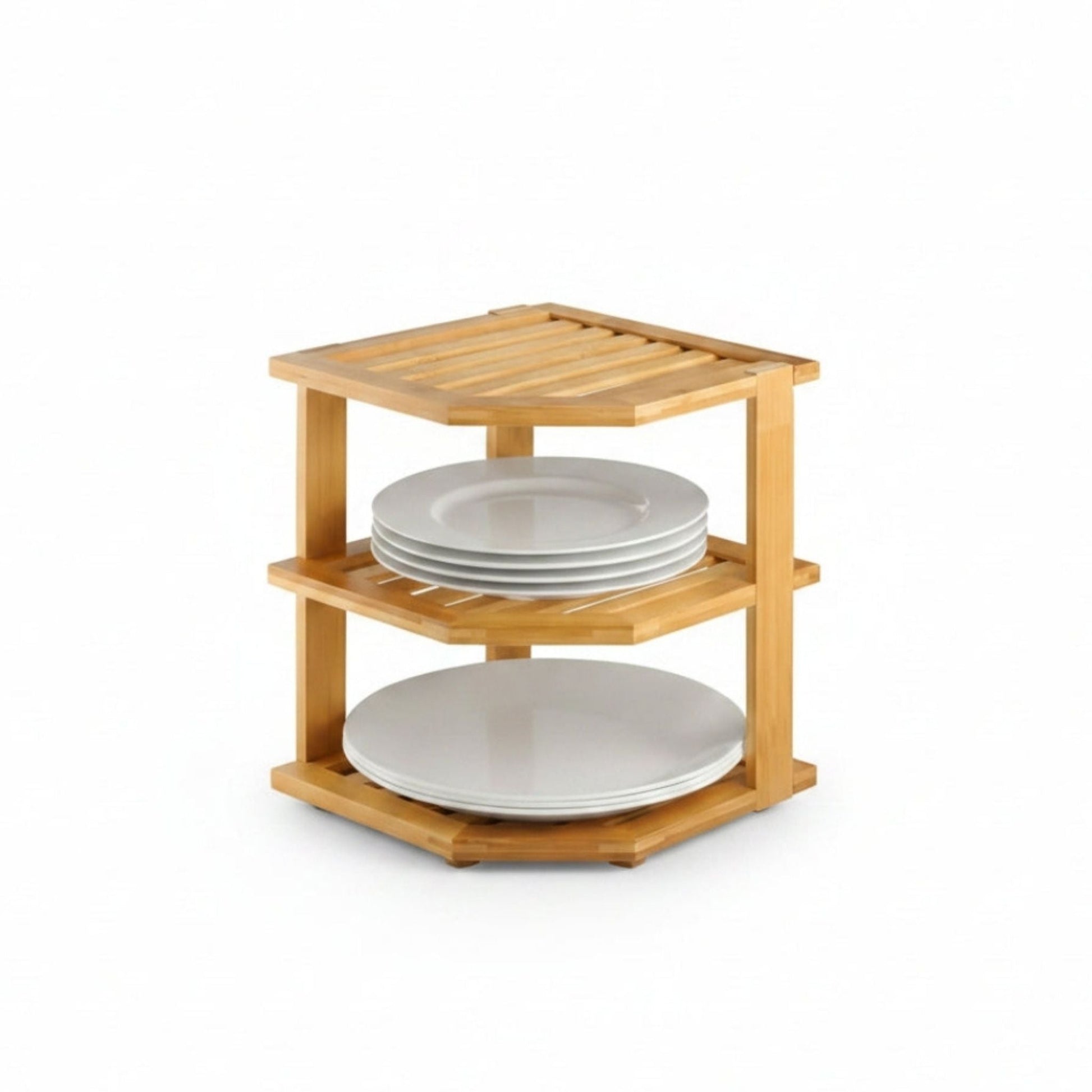 3 Tier Bamboo Corner Shelf Organizer