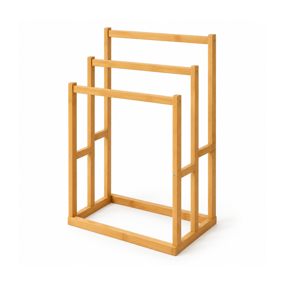 3 Tier Bamboo Musallah & Towel Stand – Freestanding Prayer Mat & Towel Storage Rack