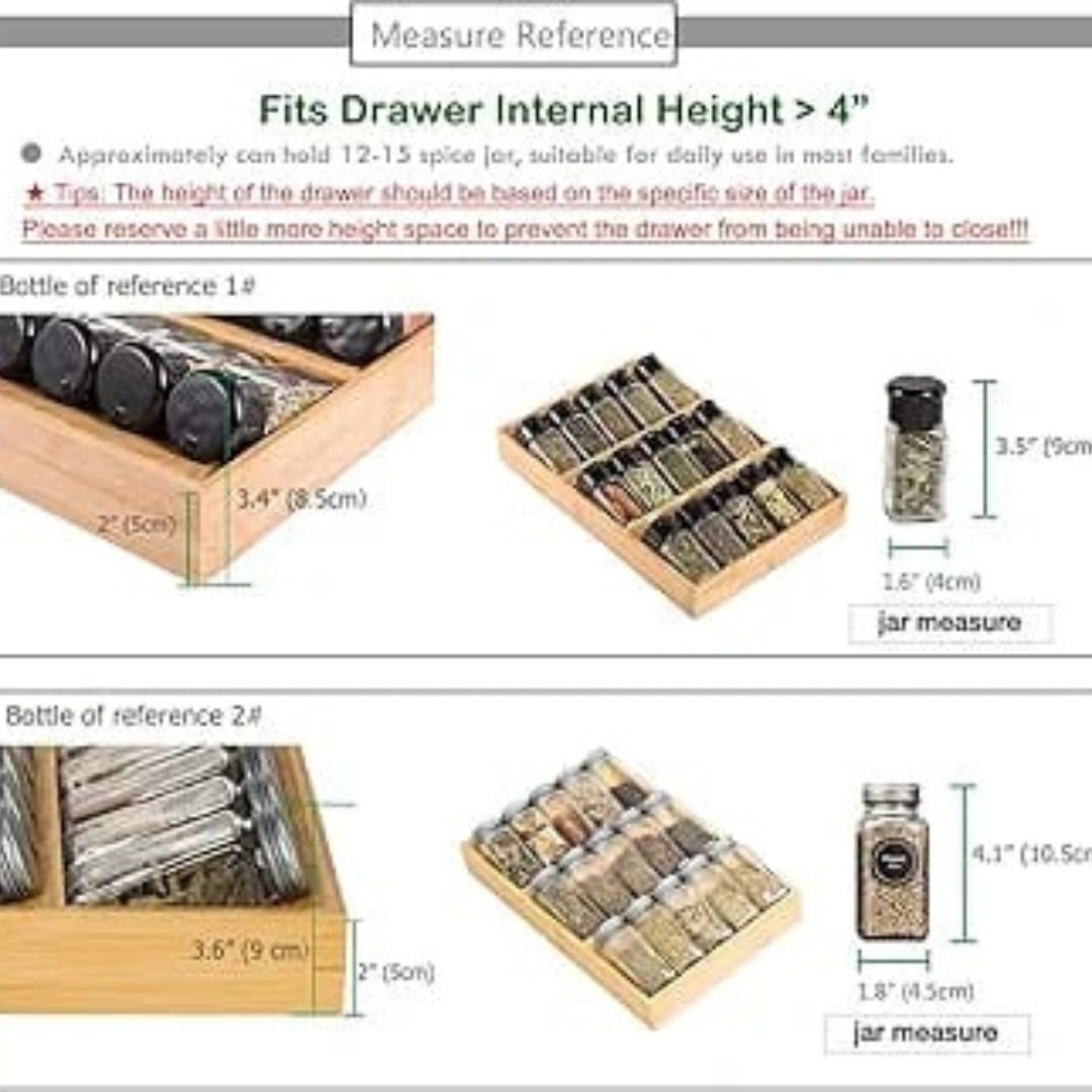 3 Tier Bamboo Spice Drawer Stand