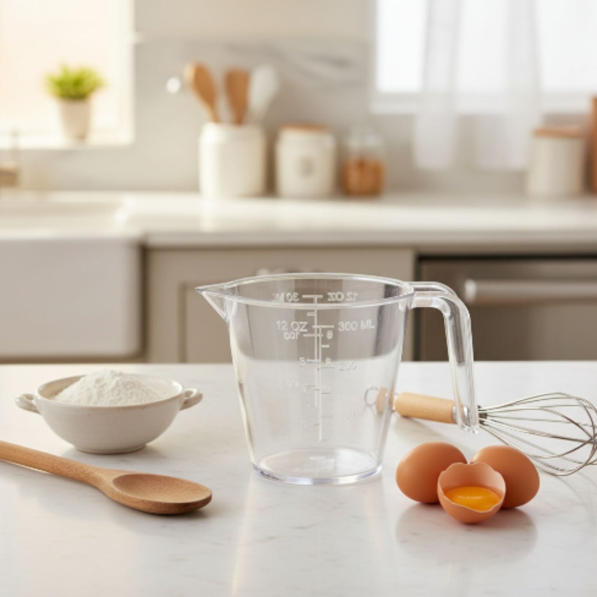 300ml Plastic Measuring Cup – Clear Kitchen Measuring Jug for Cooking & Baking