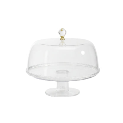 33.5cm Round Elegant Acrylic Cake Dome - Footed Cake Stand with Lid - Clear