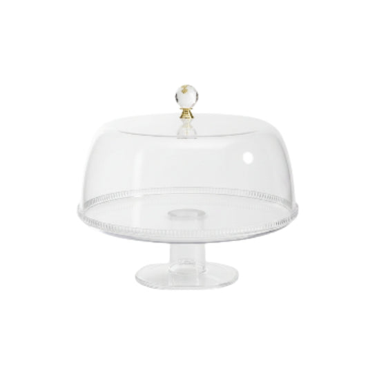 33.5cm Round Elegant Acrylic Cake Dome - Footed Cake Stand with Lid - Clear