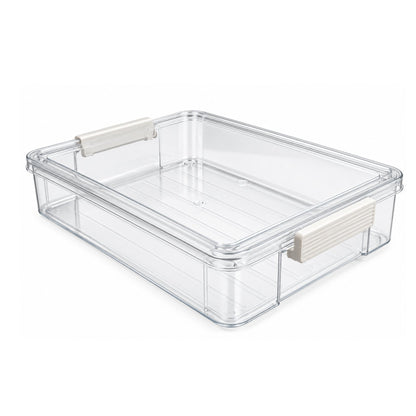 34×23×7cm Plastic PET Container – Clip-Lock Lid For Food & Dessert Storage – Clear Design