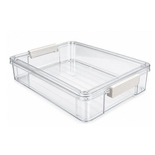 34×23×7cm Plastic PET Container – Clip-Lock Lid For Food & Dessert Storage – Clear Design