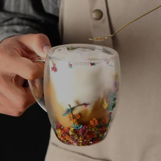 Decorative Double Wall Glass Cup