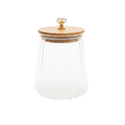 3pc Glass Jar Set on Stand 760ml – Kitchen Storage Jars with Lid for Sugar, Coffee & Snacks