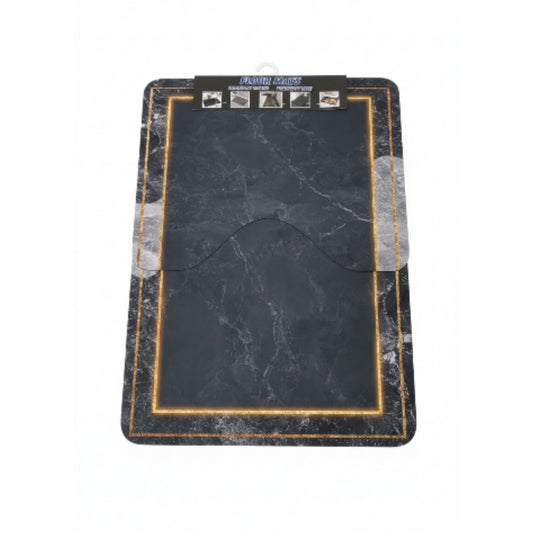 3pc Rubber Bathroom Mat - Black Marble Border