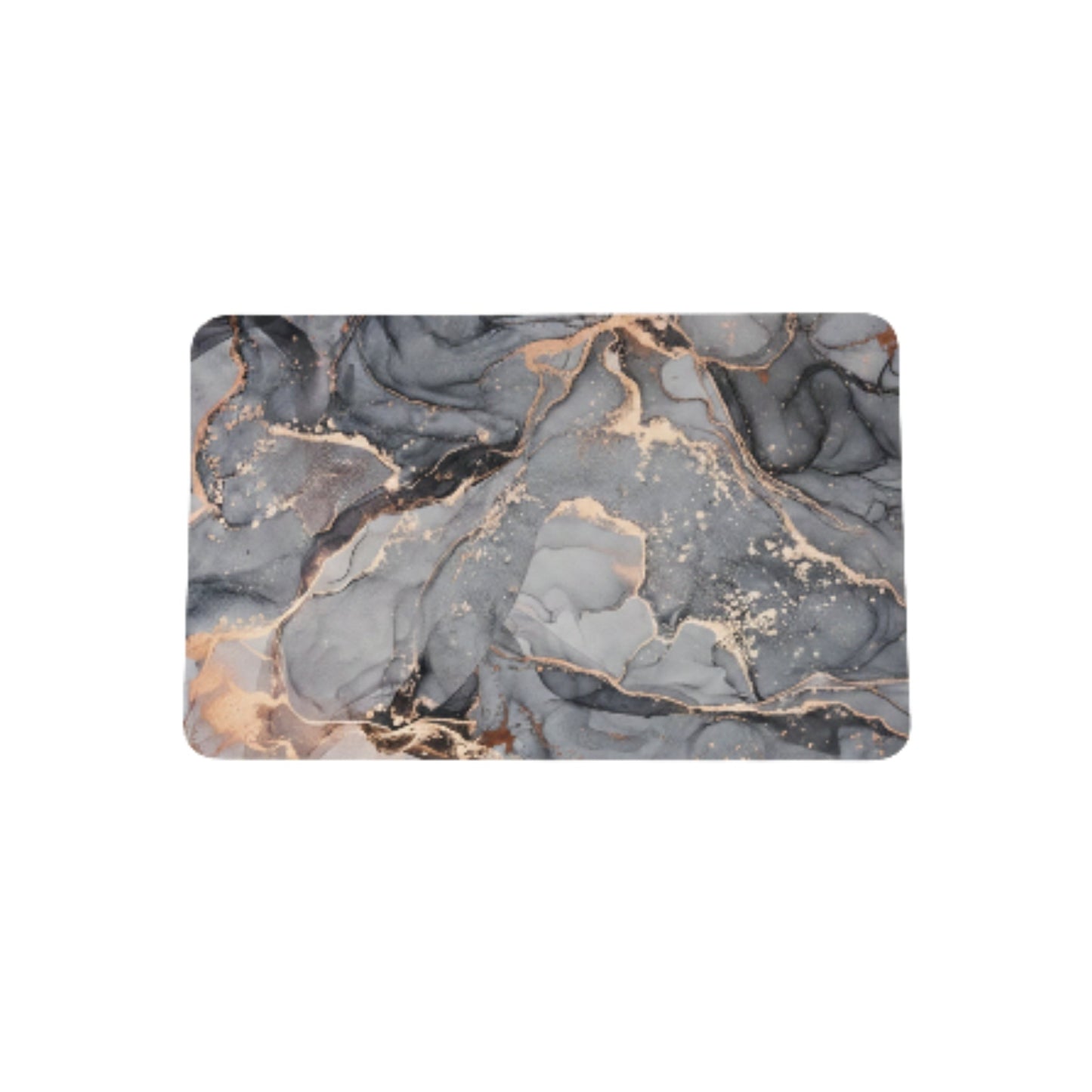 3pc Rubber Bathroom Mat - Grey Marble