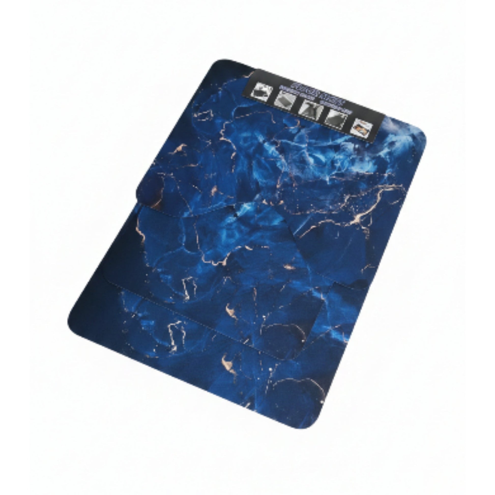 3pc Rubber Bathroom Mat - Navy Marble