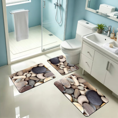 3pc Rubber Bathroom Mat - Pebble