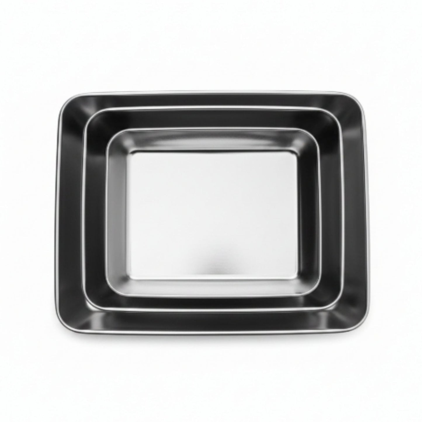 3pc Stainless Steel Crisper Box Flat Large