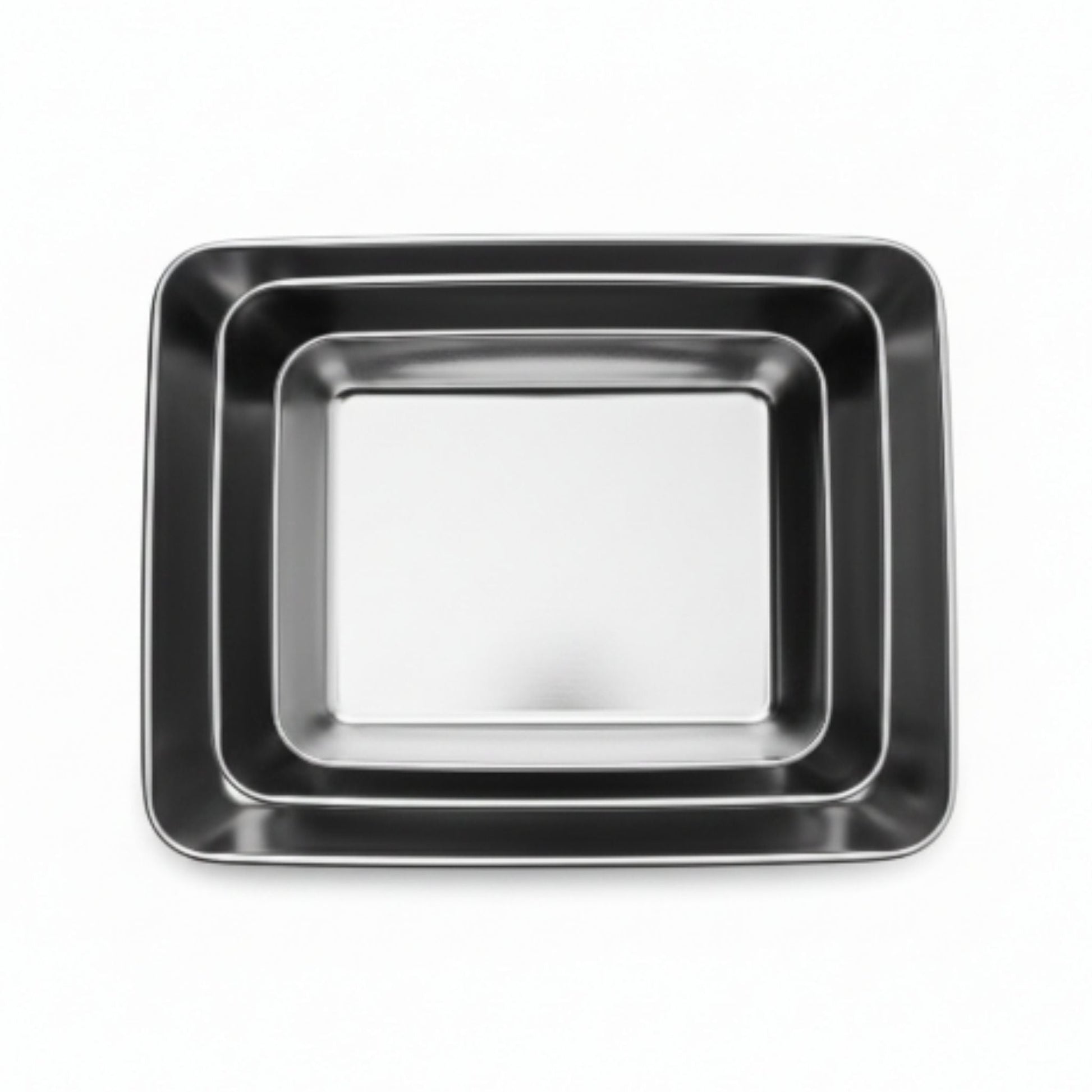 3pc Stainless Steel Crisper Box Flat Large
