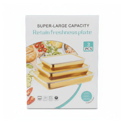 3pc Stainless Steel Crisper Box Flat Large