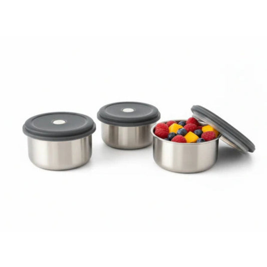 3pc Stainless Steel Round Crisper Box Set