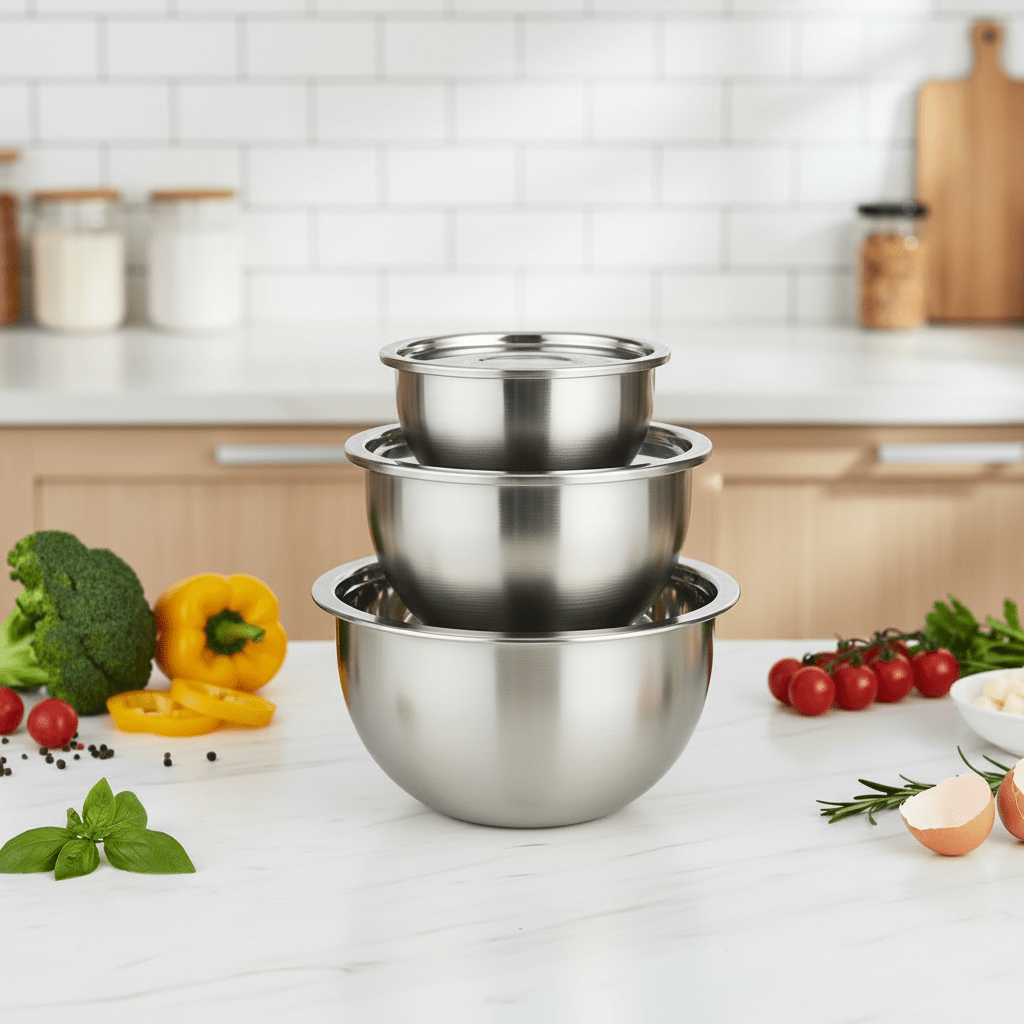 3pc Stainless Steel Steamer Storage With Lid