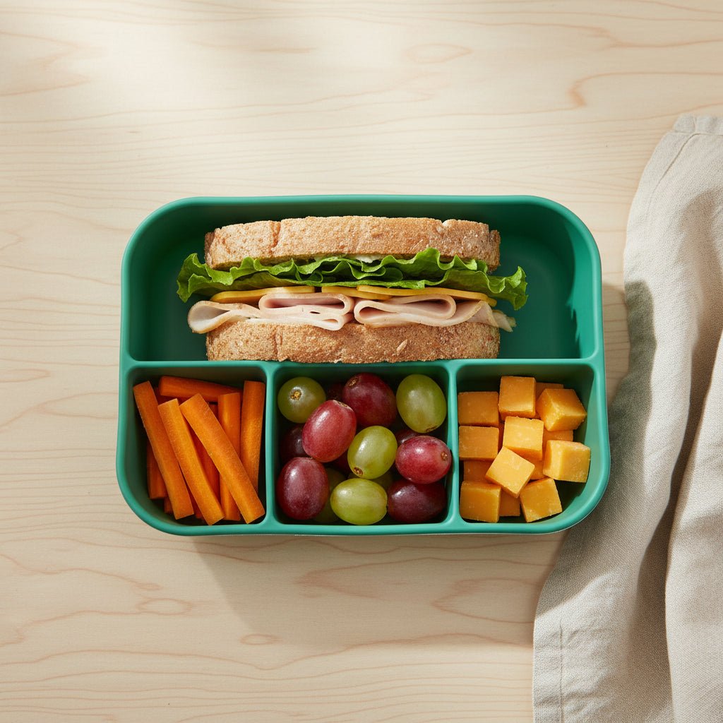 4 Compartment Silicone Lunch Box - Green