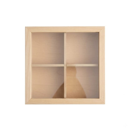 4-Compartment Wooden Storage Box with Flip Lid – Multi-Section Organiser for Jewellery, Accessories, Teabags & Snacks