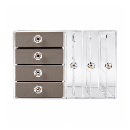 4 Drawer Acrylic Jewellery Organizer – Earring Holder With Multi-Compartment Storage