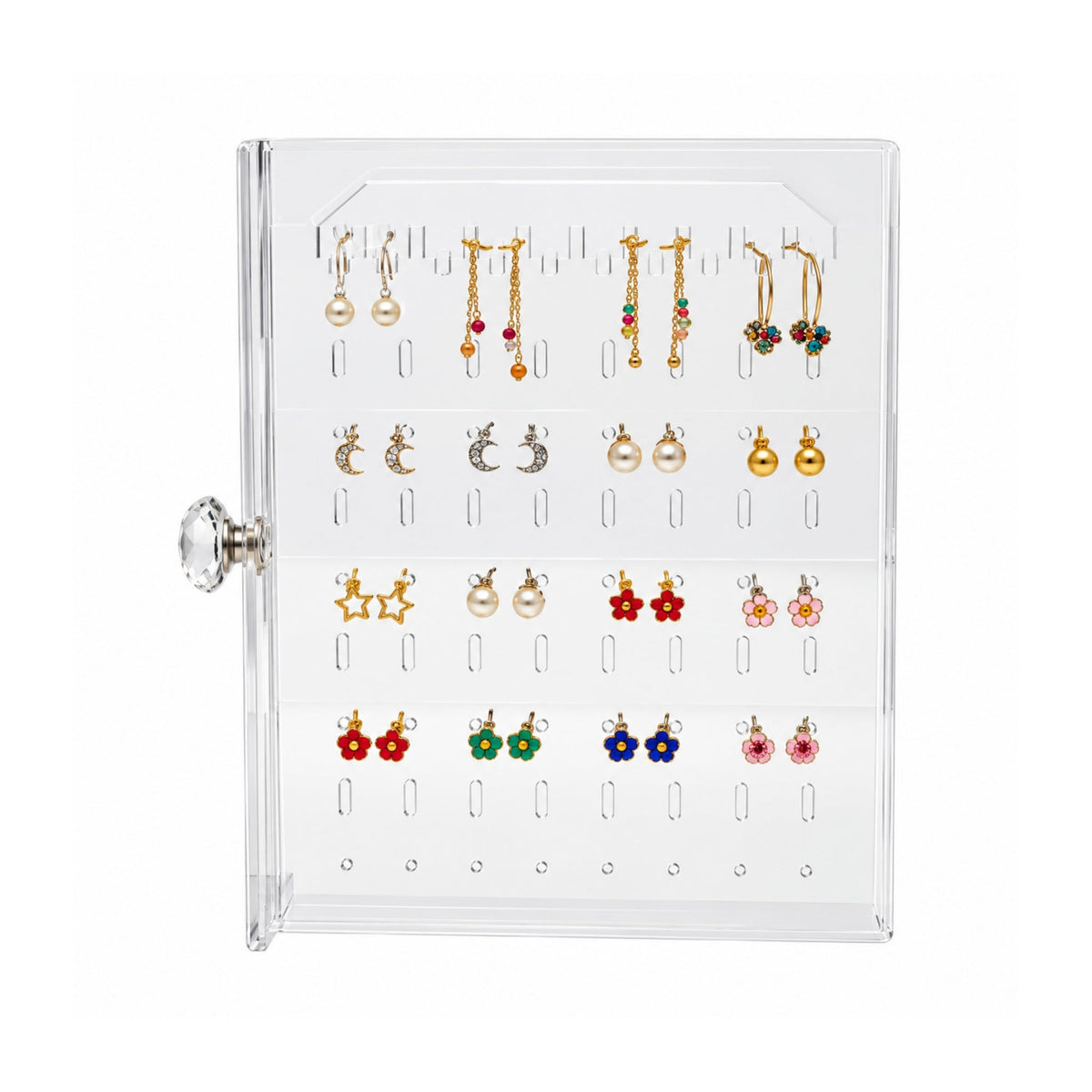 4 Drawer Acrylic Jewellery Organizer – Earring Holder With Multi-Compartment Storage