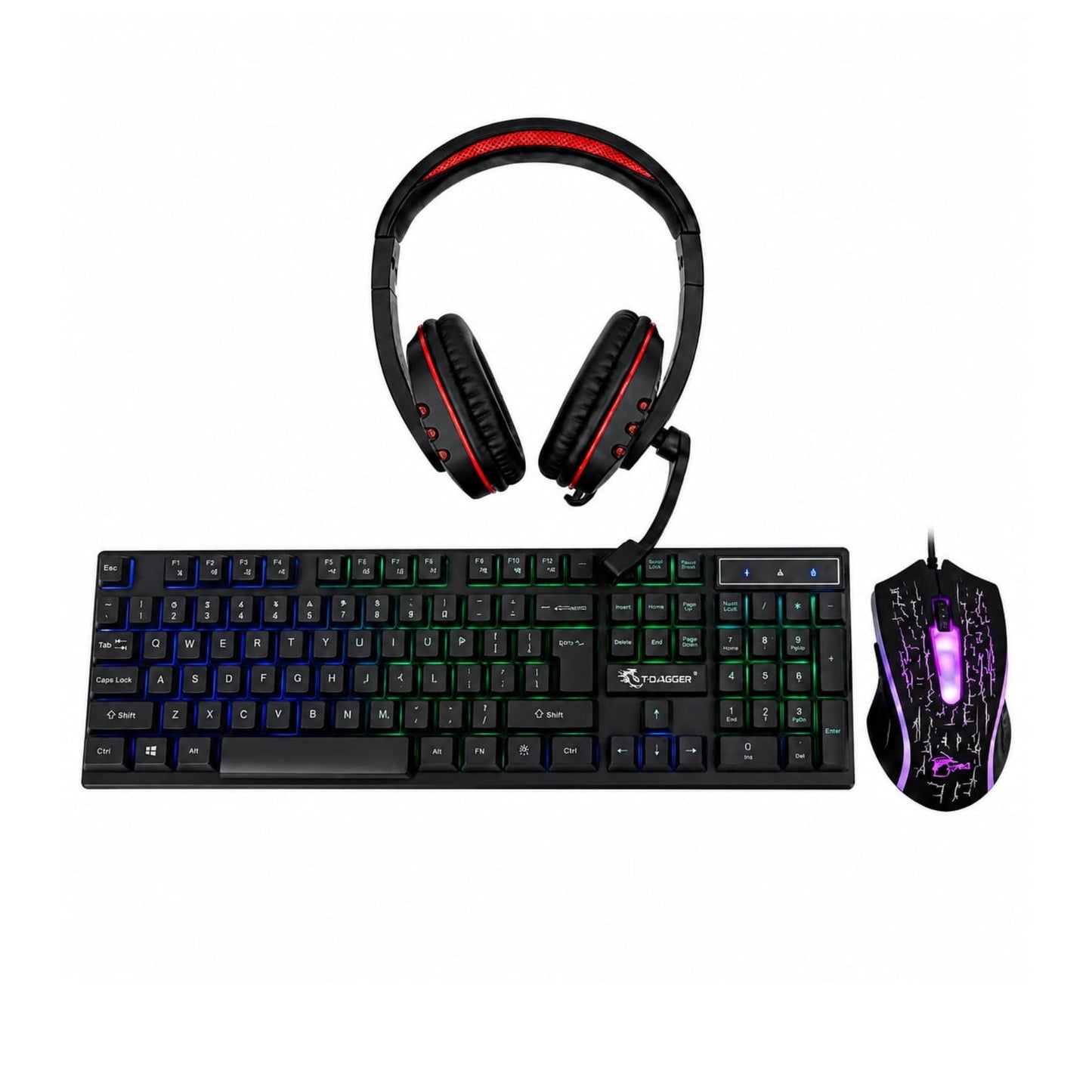 4 In 1 Esports Gaming Bundle – RGB Gaming Accessories Set with LED Lights for PC Gaming, PlayStation & Xbox