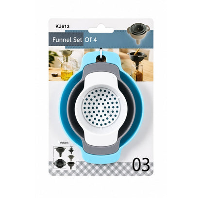 4-in-1 Plastic Kitchen Funnel Set – Multi-Purpose Transfer Funnels